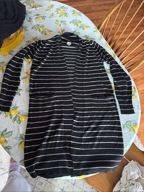 a new day Black and White Striped Open-Front Cardigan